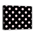 Polka Dots - Pale Pink on Black Deluxe Canvas 20  x 16  (Stretched)