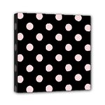 Polka Dots - Pale Pink on Black Mini Canvas 6  x 6  (Stretched)