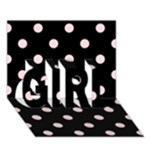 Polka Dots - Pale Pink on Black GIRL 3D Greeting Card (7x5)