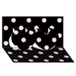 Polka Dots - Pale Pink on Black Twin Hearts 3D Greeting Card (8x4)