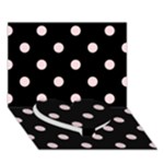 Polka Dots - Pale Pink on Black Heart Bottom 3D Greeting Card (7x5)