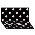 Polka Dots - Pale Pink on Black Twin Heart Bottom 3D Greeting Card (8x4)