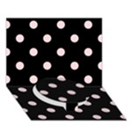 Polka Dots - Pale Pink on Black Circle Bottom 3D Greeting Card (7x5)