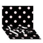 Polka Dots - Pale Pink on Black LOVE Bottom 3D Greeting Card (7x5)