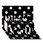 Polka Dots - Pale Pink on Black Miss You 3D Greeting Card (7x5)