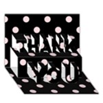 Polka Dots - Pale Pink on Black THANK YOU 3D Greeting Card (7x5)