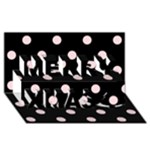 Polka Dots - Pale Pink on Black Merry Xmas 3D Greeting Card (8x4)
