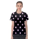 Polka Dots - Classic Rose Pink on Black Women s Sport Mesh Tee