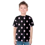 Polka Dots - Classic Rose Pink on Black Kid s Cotton Tee