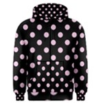 Polka Dots - Classic Rose Pink on Black Men s Zipper Hoodie