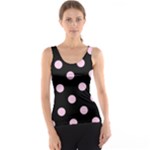 Polka Dots - Classic Rose Pink on Black Tank Top