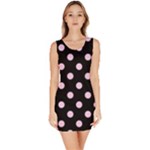Polka Dots - Classic Rose Pink on Black Bodycon Dress