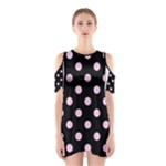 Polka Dots - Classic Rose Pink on Black Women s Cutout Shoulder Dress