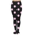Polka Dots - Classic Rose Pink on Black Women s Tights