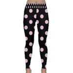 Polka Dots - Classic Rose Pink on Black Yoga Leggings