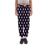 Polka Dots - Classic Rose Pink on Black Women s Jogger Sweatpants