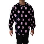 Polka Dots - Classic Rose Pink on Black Hooded Wind Breaker (Kids)