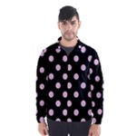 Polka Dots - Classic Rose Pink on Black Wind Breaker (Men)