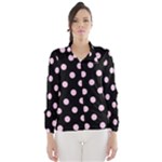 Polka Dots - Classic Rose Pink on Black Wind Breaker (Women)
