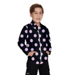 Polka Dots - Classic Rose Pink on Black Wind Breaker (Kids)