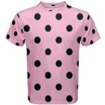 Polka Dots - Black on Cotton Candy Pink Men s Cotton Tee
