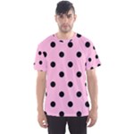 Polka Dots - Black on Cotton Candy Pink Men s Sport Mesh Tee
