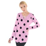 Polka Dots - Black on Cotton Candy Pink Women s Tie Up Tee