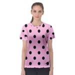 Polka Dots - Black on Cotton Candy Pink Women s Sport Mesh Tee