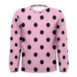 Polka Dots - Black on Cotton Candy Pink Men s Long Sleeve T-shirt
