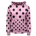 Polka Dots - Black on Cotton Candy Pink Women s Pullover Hoodie