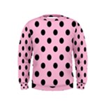 Polka Dots - Black on Cotton Candy Pink Kid s Sweatshirt