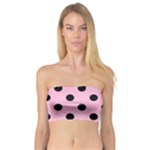 Polka Dots - Black on Cotton Candy Pink Bandeau Top