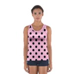Polka Dots - Black on Cotton Candy Pink Women s Sport Tank Top