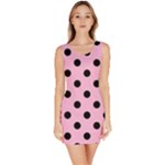 Polka Dots - Black on Cotton Candy Pink Bodycon Dress
