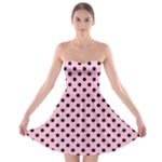 Polka Dots - Black on Cotton Candy Pink Strapless Bra Top Dress