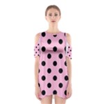 Polka Dots - Black on Cotton Candy Pink Women s Cutout Shoulder Dress