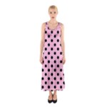 Polka Dots - Black on Cotton Candy Pink Full Print Maxi Dress