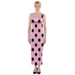 Polka Dots - Black on Cotton Candy Pink Fitted Maxi Dress