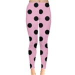 Polka Dots - Black on Cotton Candy Pink Women s Leggings