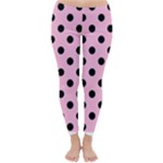 Polka Dots - Black on Cotton Candy Pink Winter Leggings