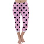 Polka Dots - Black on Cotton Candy Pink Capri Winter Leggings