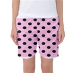 Polka Dots - Black on Cotton Candy Pink Women s Basketball Shorts