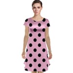 Polka Dots - Black on Cotton Candy Pink Cap Sleeve Nightdress
