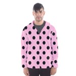 Polka Dots - Black on Cotton Candy Pink Hooded Wind Breaker (Men)