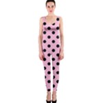 Polka Dots - Black on Cotton Candy Pink OnePiece Catsuit