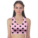 Polka Dots - Black on Cotton Candy Pink Women s Sports Bra
