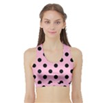 Polka Dots - Black on Cotton Candy Pink Women s Sports Bra with Border