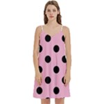 Polka Dots - Black on Cotton Candy Pink Women s Reversible Sports Bra with Border
