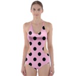 Polka Dots - Black on Cotton Candy Pink Cut-Out One Piece Swimsuit
