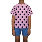 Polka Dots - Black on Cotton Candy Pink Kid s Short Sleeve Swimwear